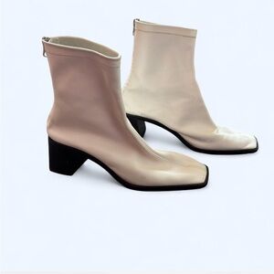 Leather White Sock Boots - Size 7.5/8